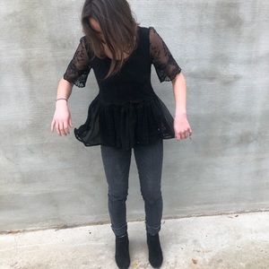 Free People black lace detailed blouse